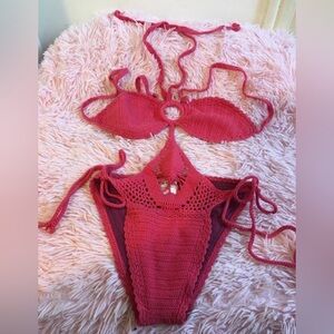 Crochet Halter bikini set women’s size small